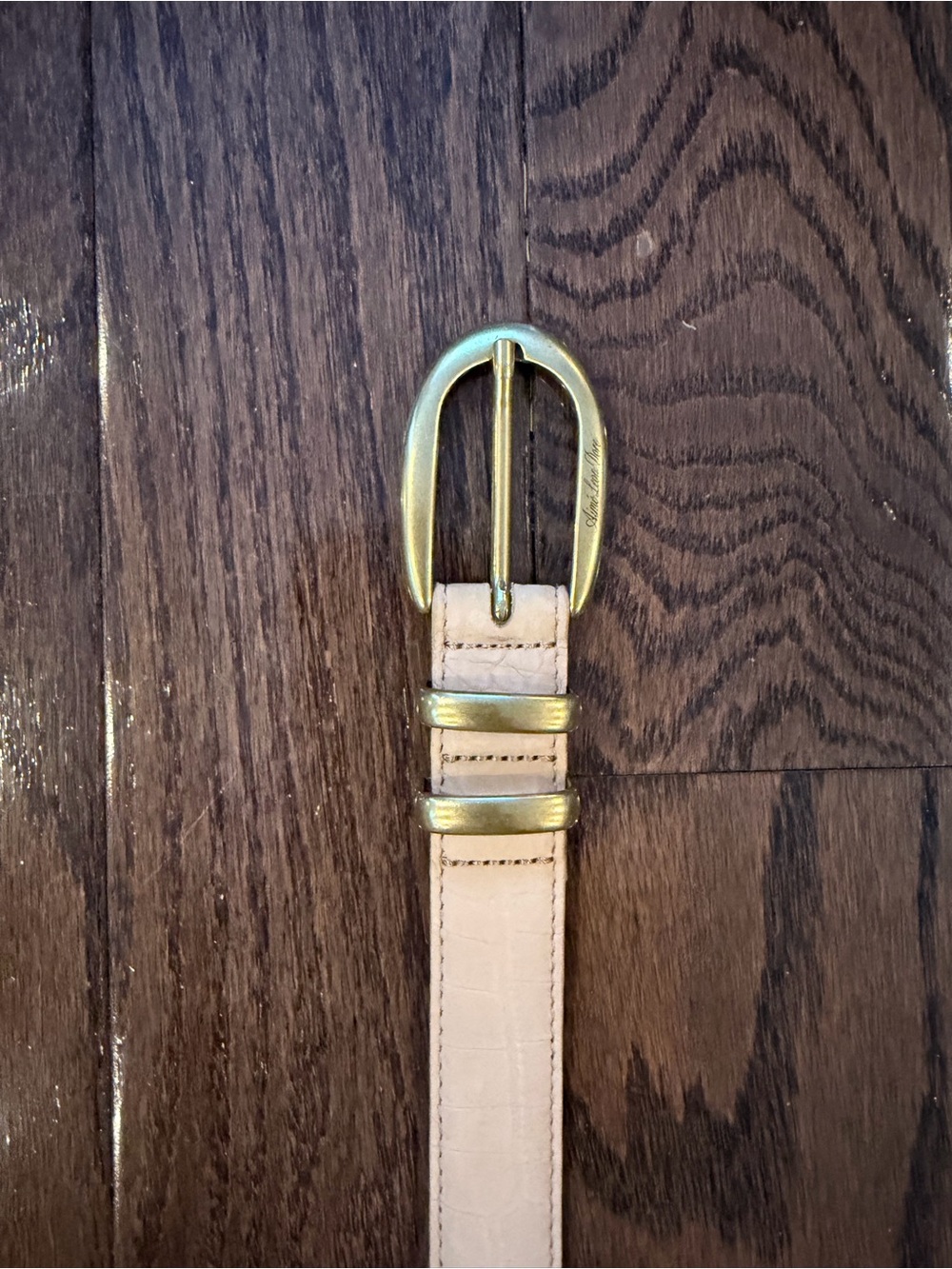 Aime Leon Dore Beige Croc-Embossed Belt with Gold Buckle - Picture 10 of 13